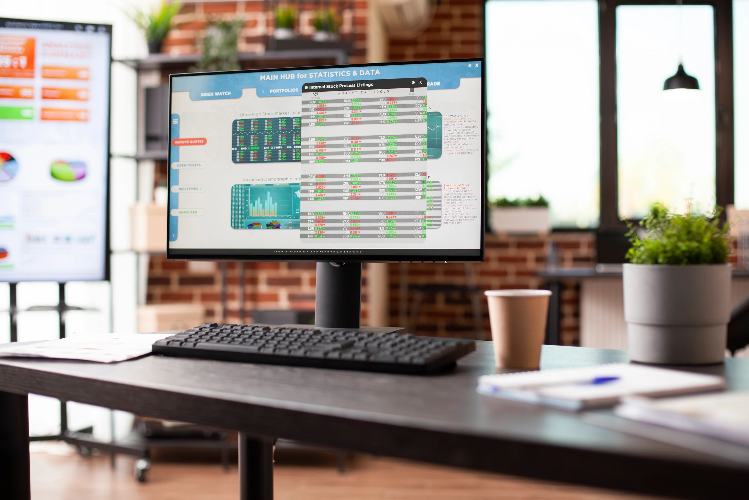 Poste de travail avec tableau de bord logiciel